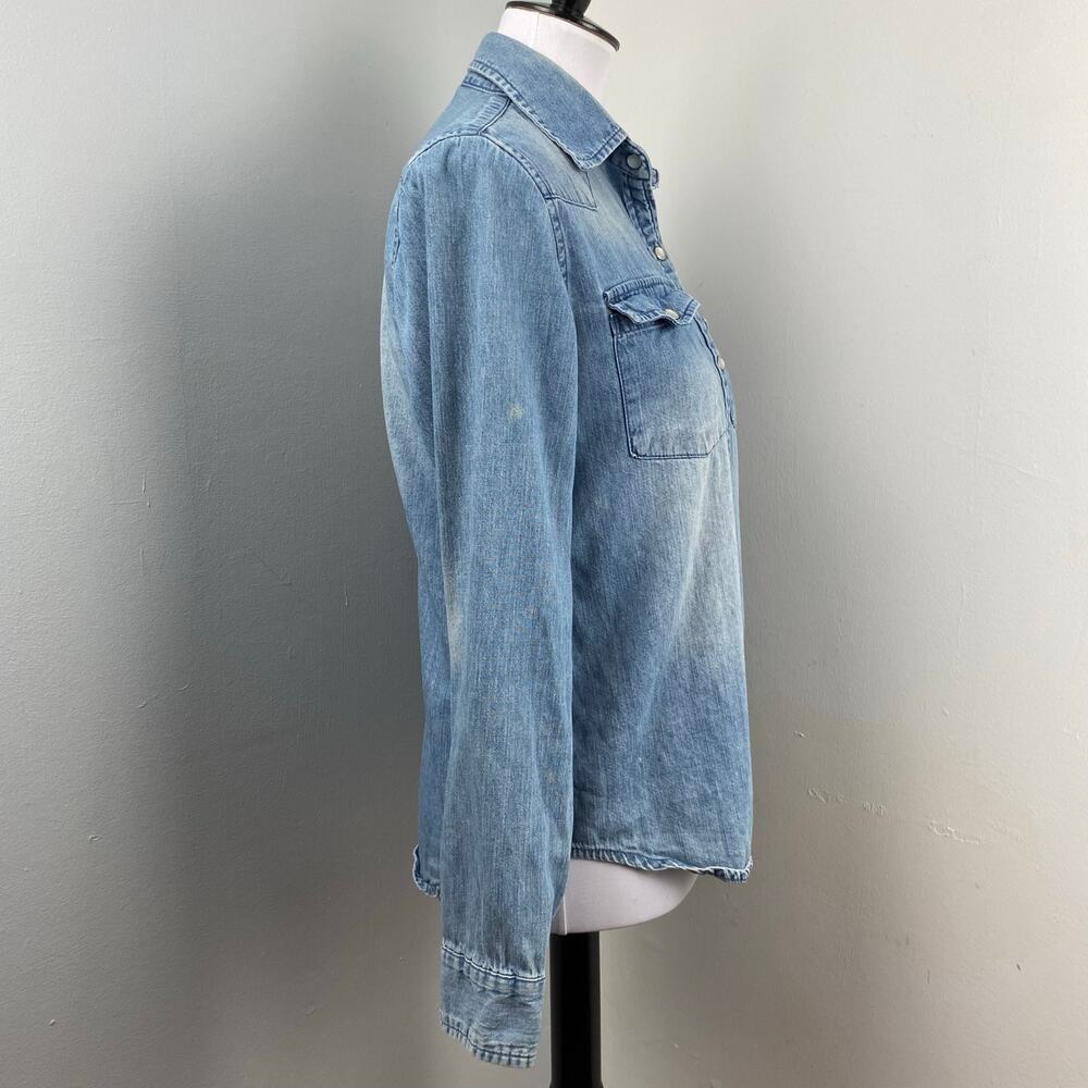 Garnet Hill Western Light Wash Button Up Denim Shirt Size 6 - Picture 3 of 8